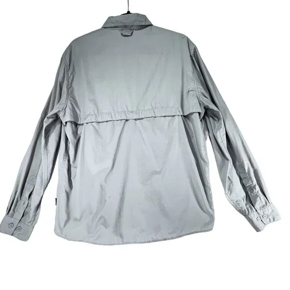 White Sierra Outdoor Shirt Beige Medium Fishing Hiking Vented Rolled Sleeves - Picture 6 of 16